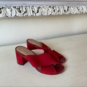Barney’s New York red suede block heels